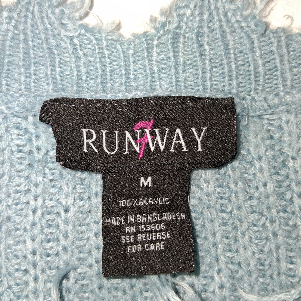 RUN WAY 7 women Size M Colorful Distressed Crew Neck Sweater - Picture 2 of 13